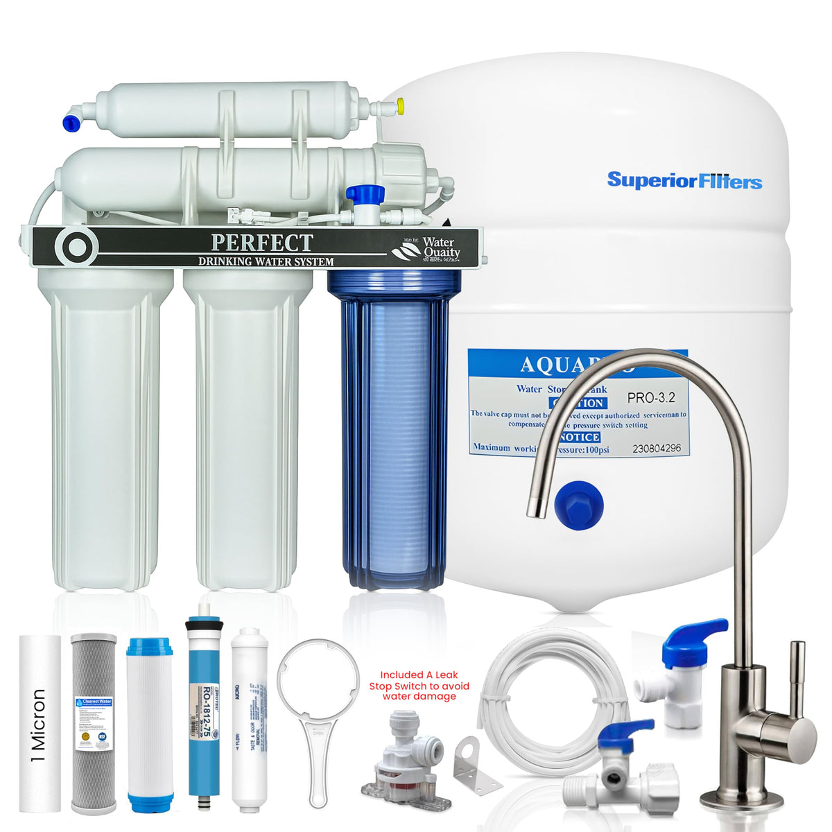 Nova 5-Stage Reverse Osmosis System RO Purifier 75 GPD W/Auto Shut off