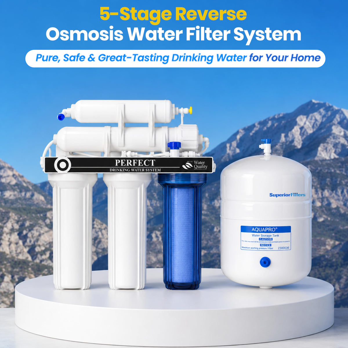 Nova 5-Stage Reverse Osmosis System RO Purifier 75 GPD W/Auto Shut off